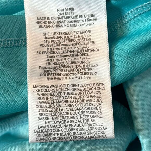 NEW BCBGeneration Tiered Ruffle Hem Mini Square Neck Dress Aqua Sky Size 14 - Picture 8 of 10